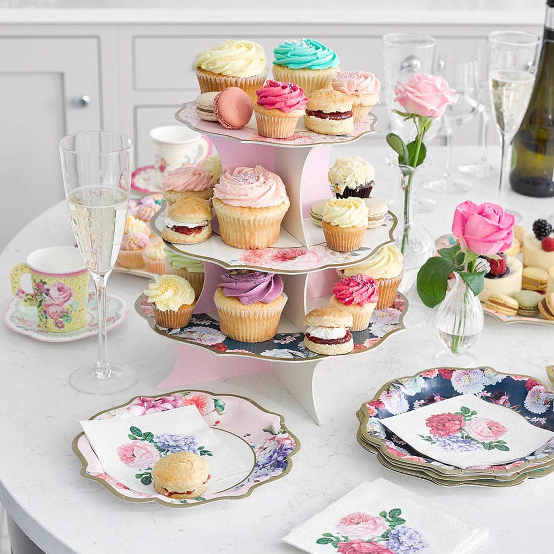 Mixed Floral Paper Plates - 12 Pack | Tea Party |