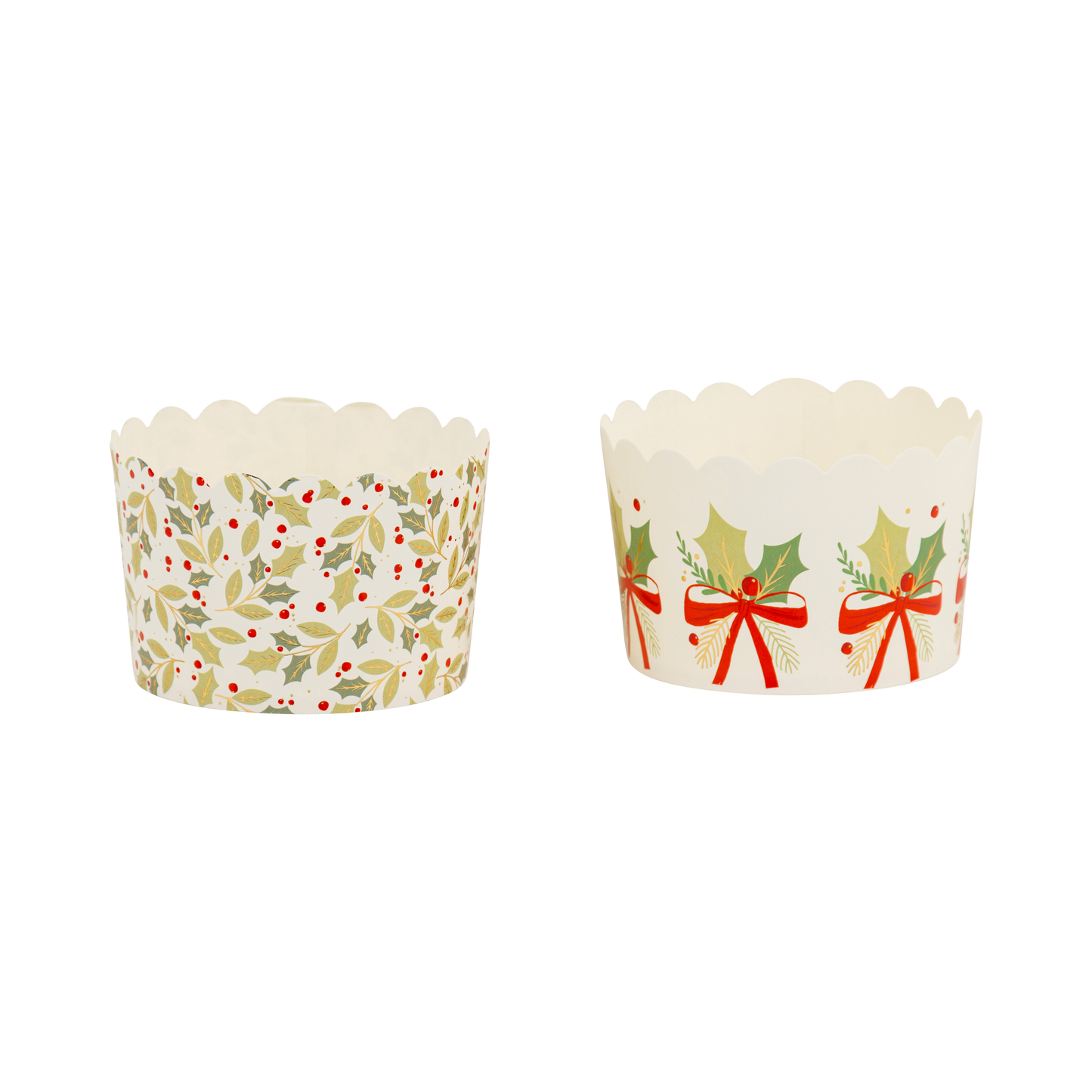 Foiled JUMBO Holly Bows 8 oz Baking Cups 40ct