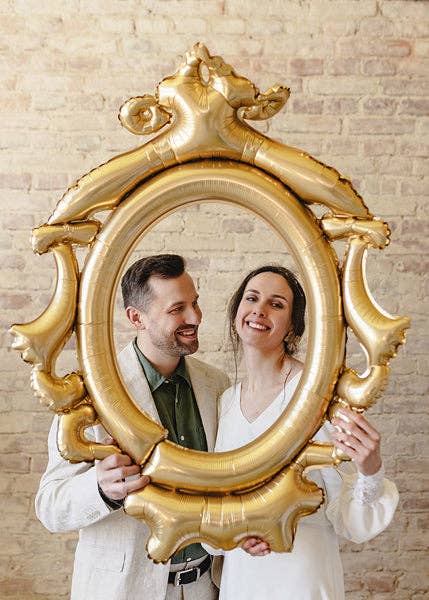 Golden Selfie Frame Foil Balloon 38in