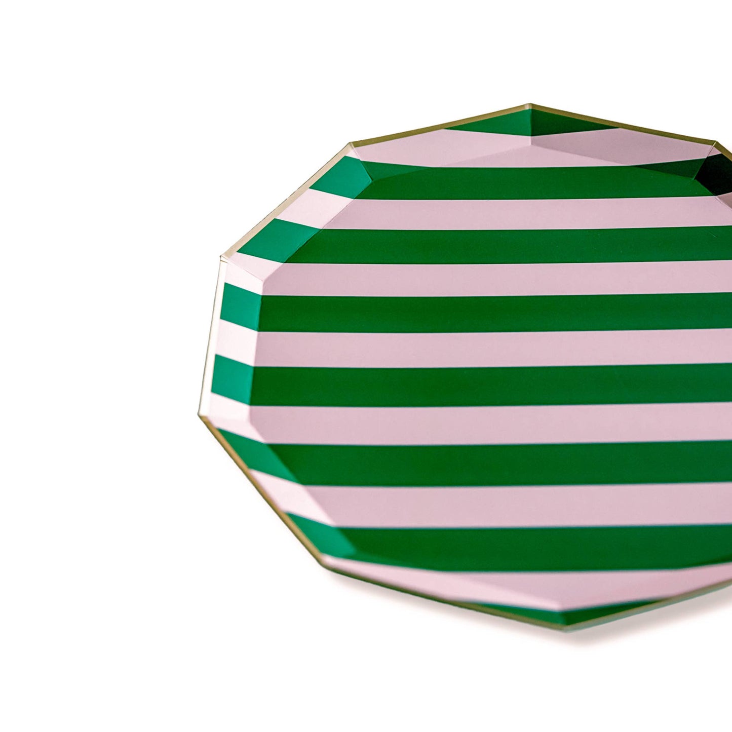 PINK & GREEN SIGNATURE CABANA STRIPE LARGE PLATES