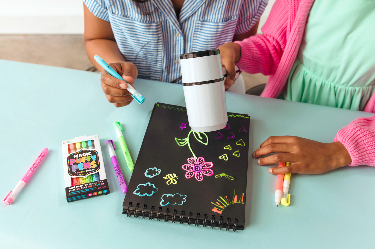 Magic Puffy Neon Pens - Set of 6