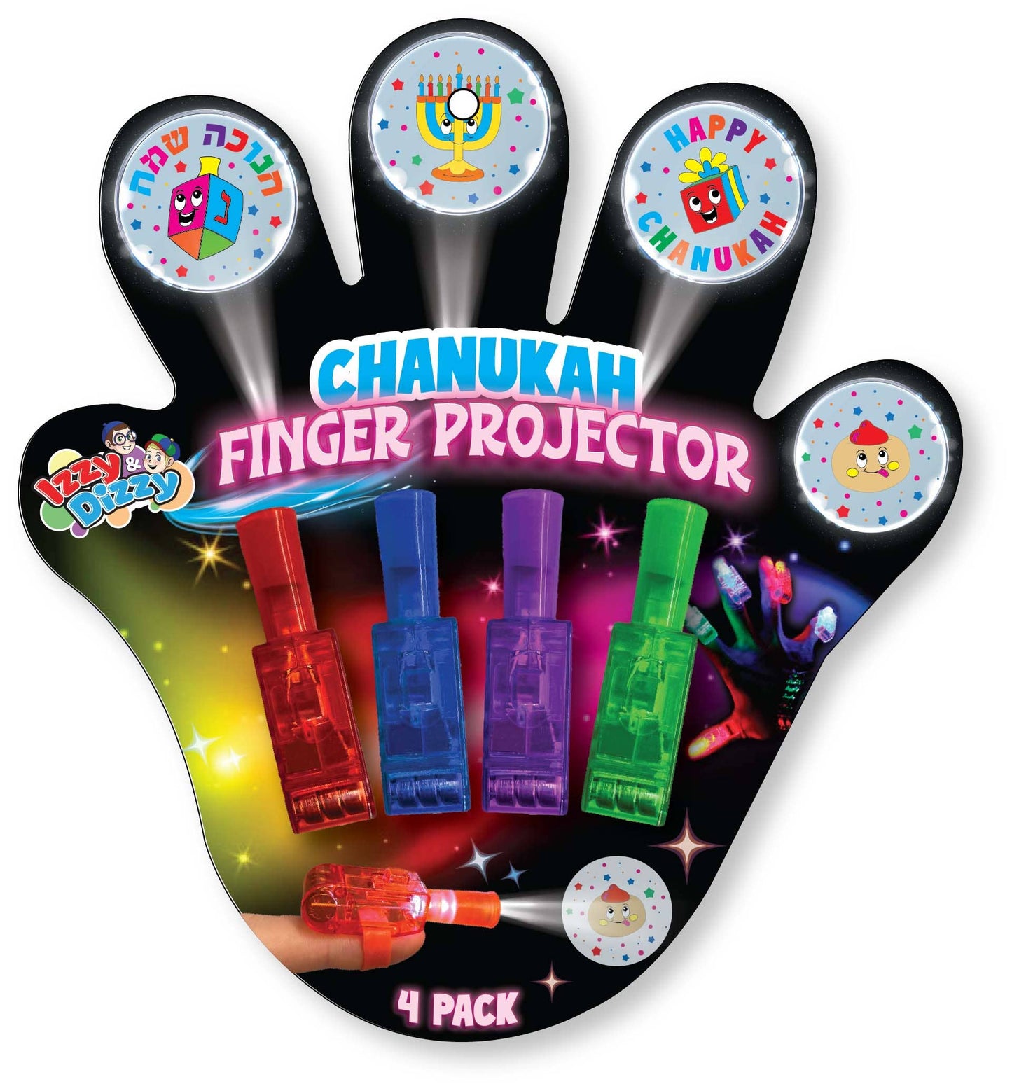 Chanukah Finger Light Projector - 4 Pack