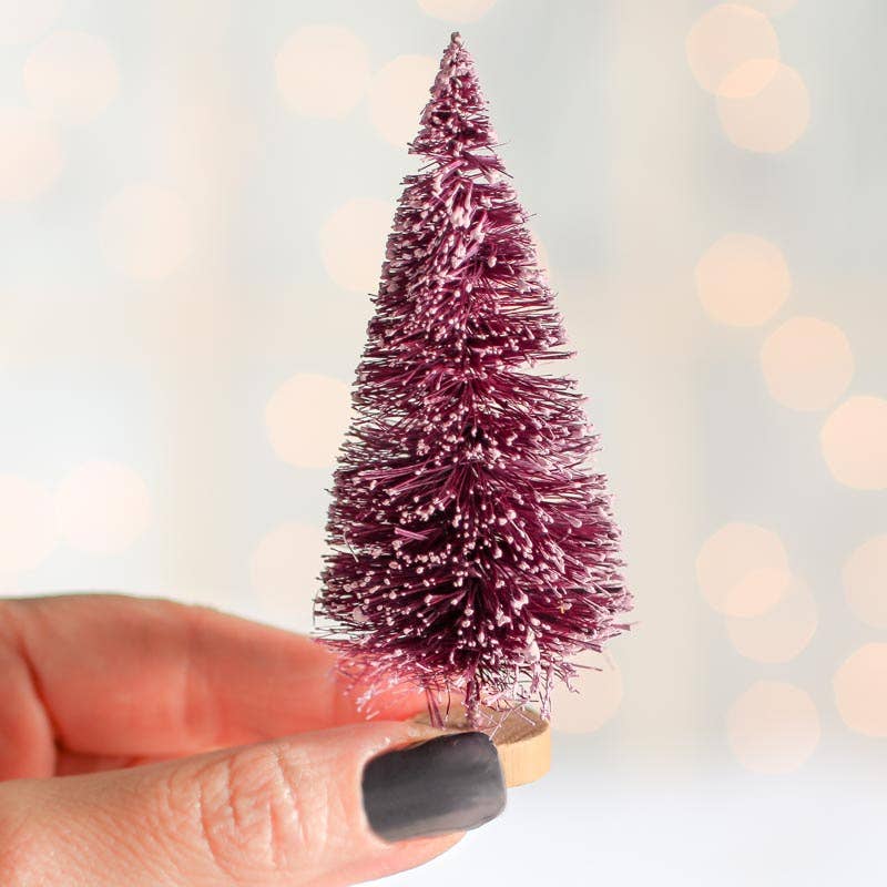 4"  Small Frosted Mulberry Wine Bottle Brush Tree