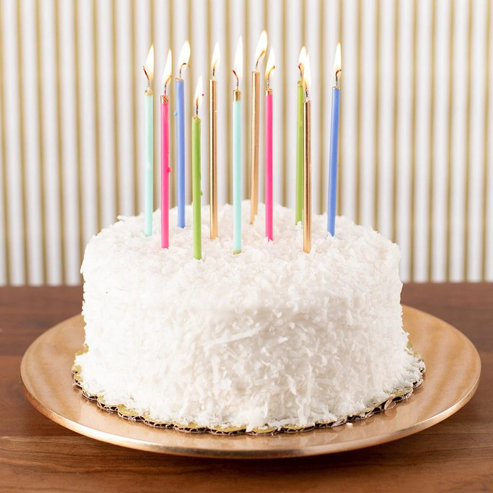 Birthday Slims Candles 6in - Robbins Egg Blue & Gold