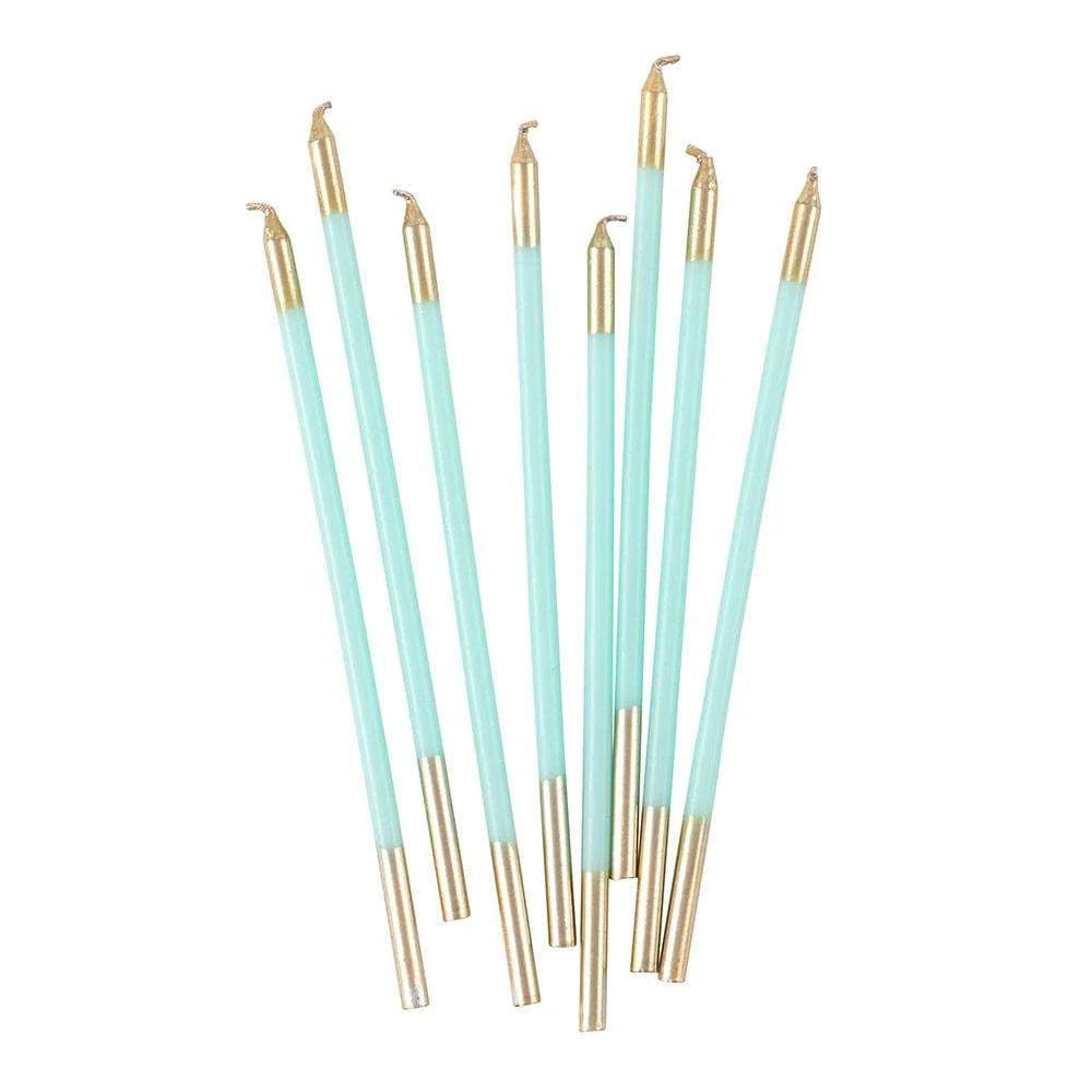 Birthday Slims Candles 6in - Robbins Egg Blue & Gold