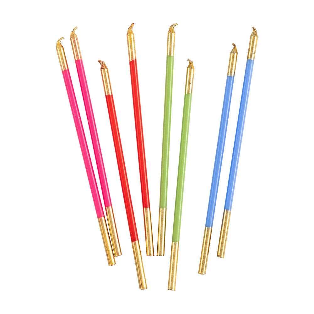 Birthday Slims 6in Candles 16ct - Mixed Brights