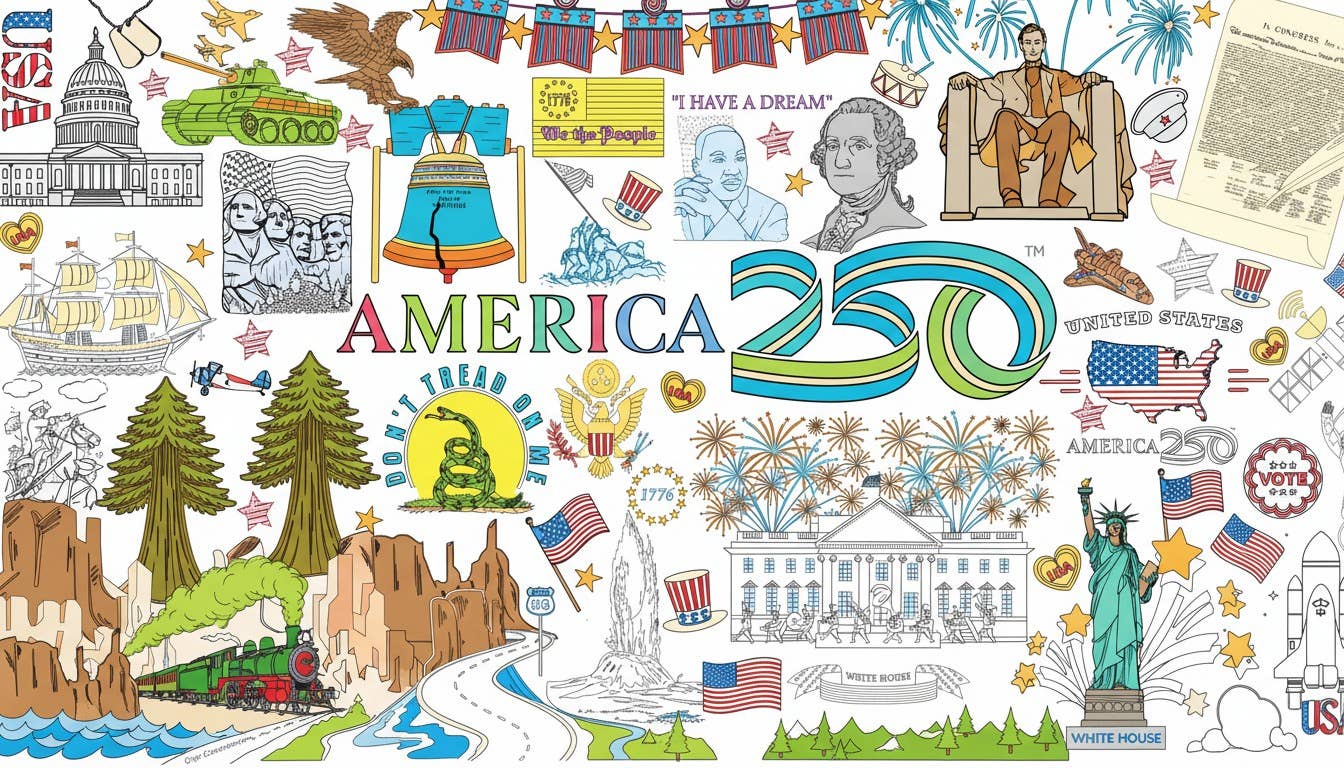 USA Patriotic America 250 Coloring Tablecloth