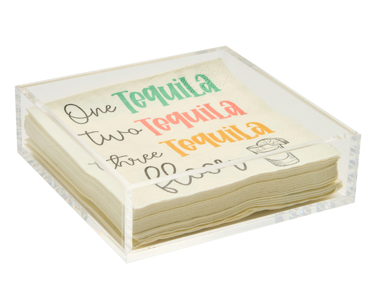 Acrylic Cocktail Napkin Tray - Clear