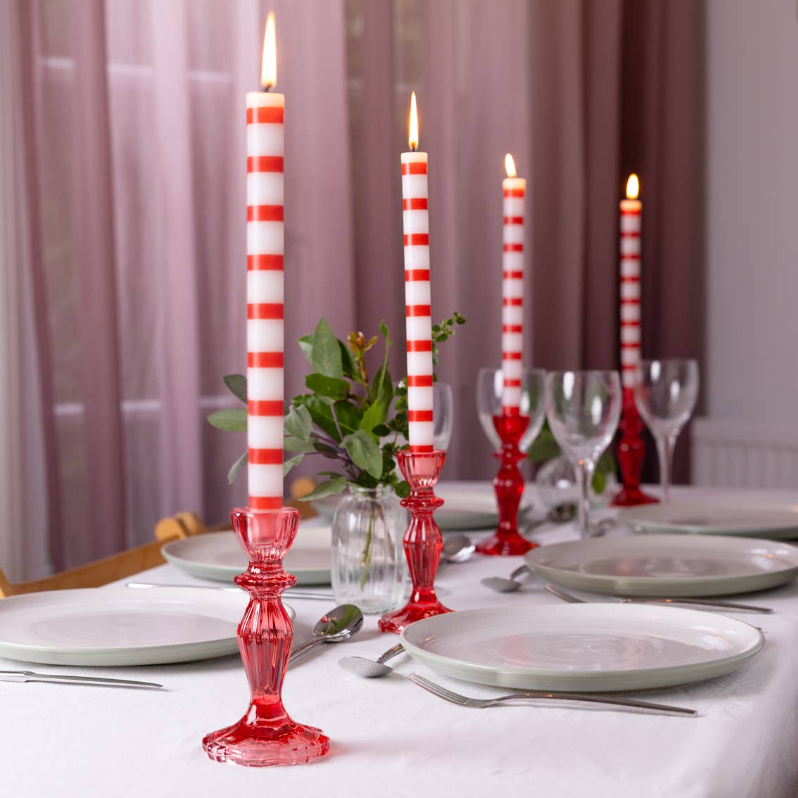 Red & White 11in Taper Candles - 1 Candle