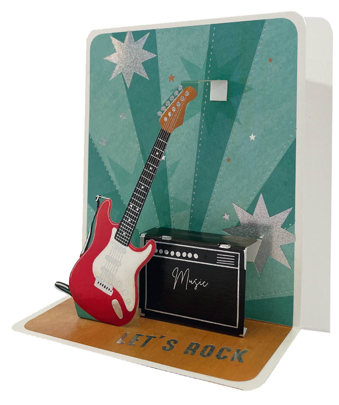 Guitar Let's Rock Small Pop-Up Card Pictura