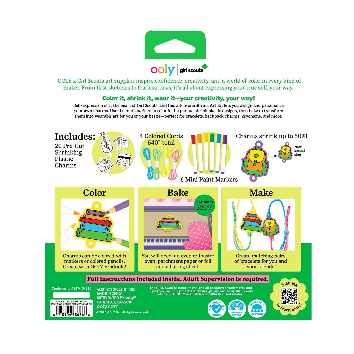 OOLY x Girl Scouts: Do-It-Yourself Shrink Art Bracelet Kit (30 PC Set)