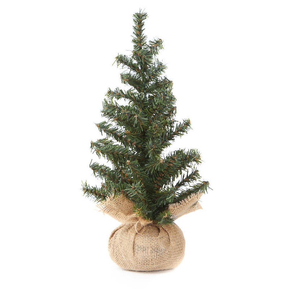 12" Artificial Pine Trees with Burlap Base