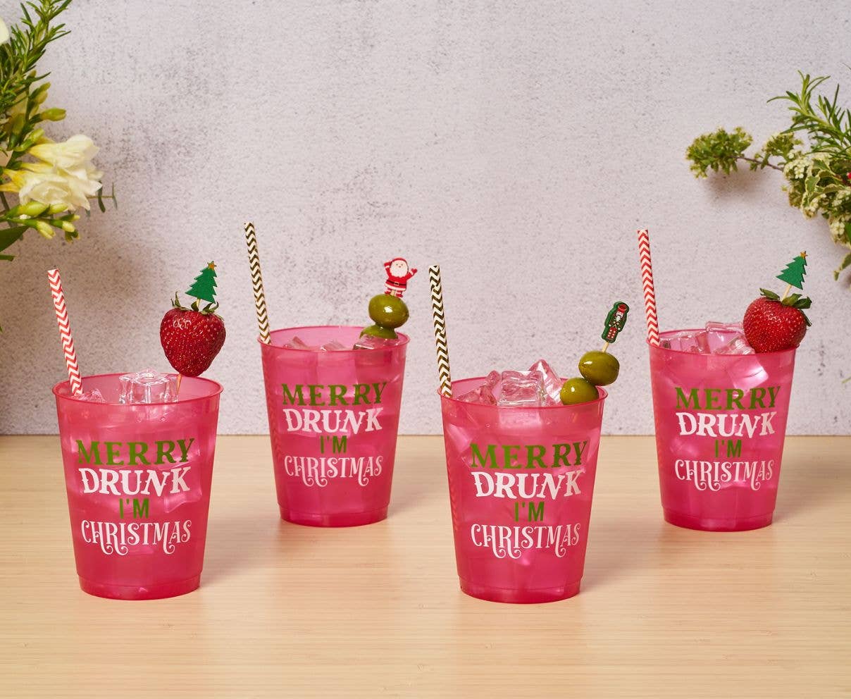 Christmas Cocktail Frost Flex Cups/8pk - Merry Drunk I'm Christmas