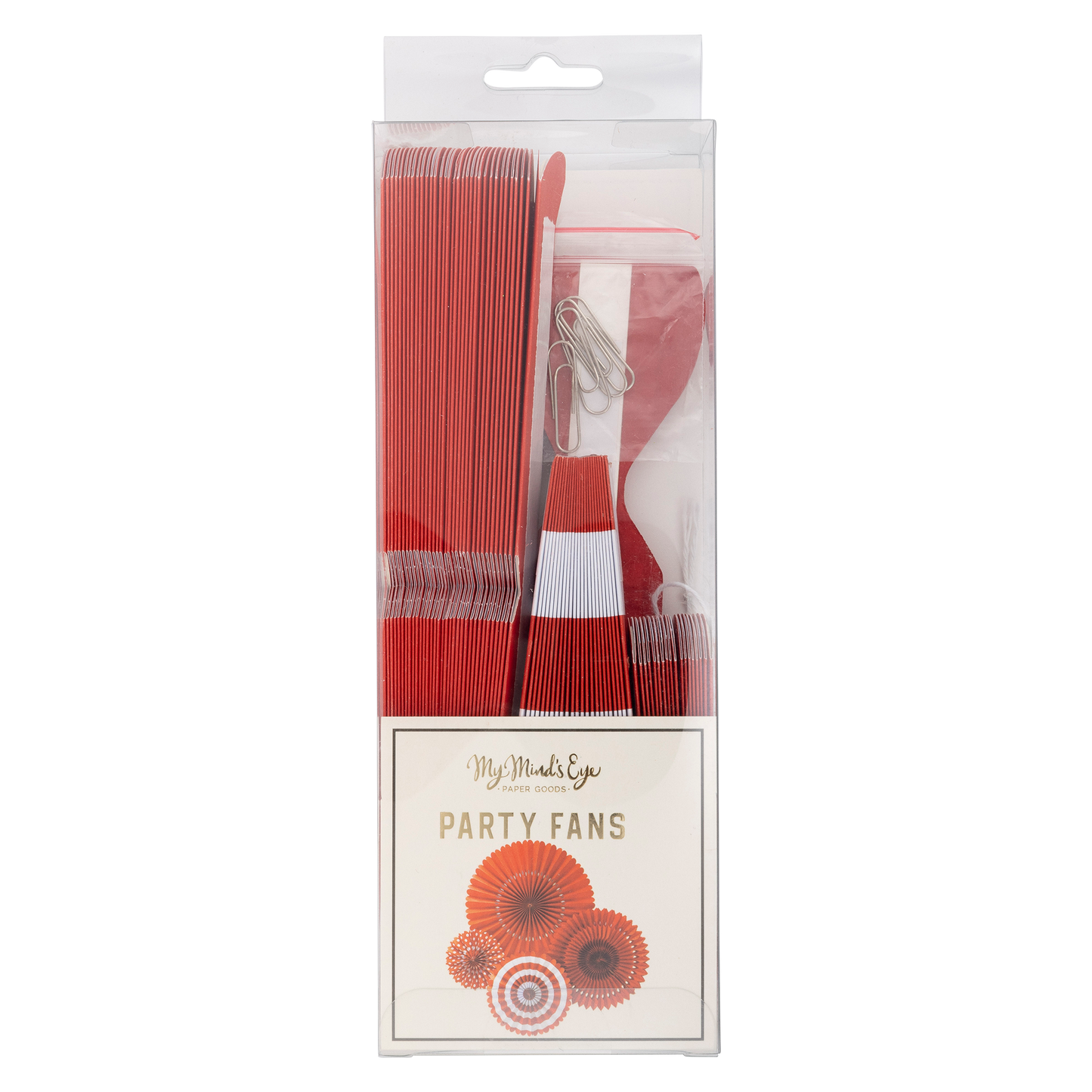 Red and White Basic Party Fan Set