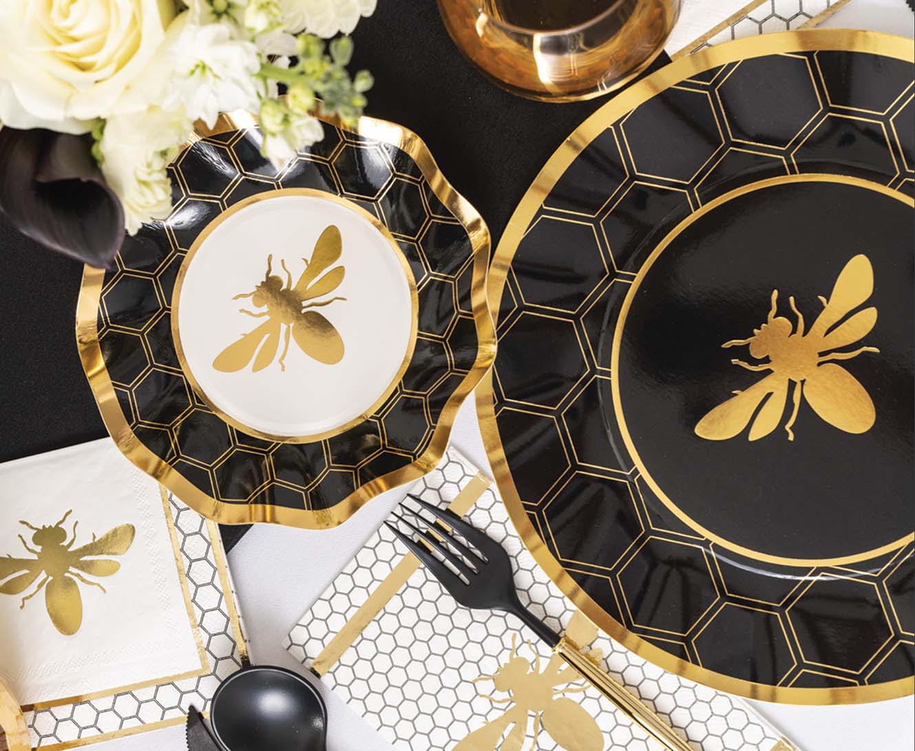 Black & Gold Bella Assorted Plastic Cutlery 24ct