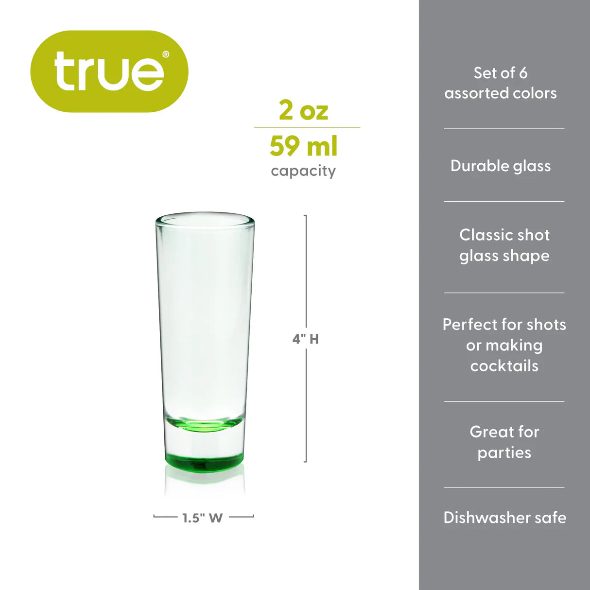 Shooter 2oz Shot Glasses in Assorted Colors 6ct