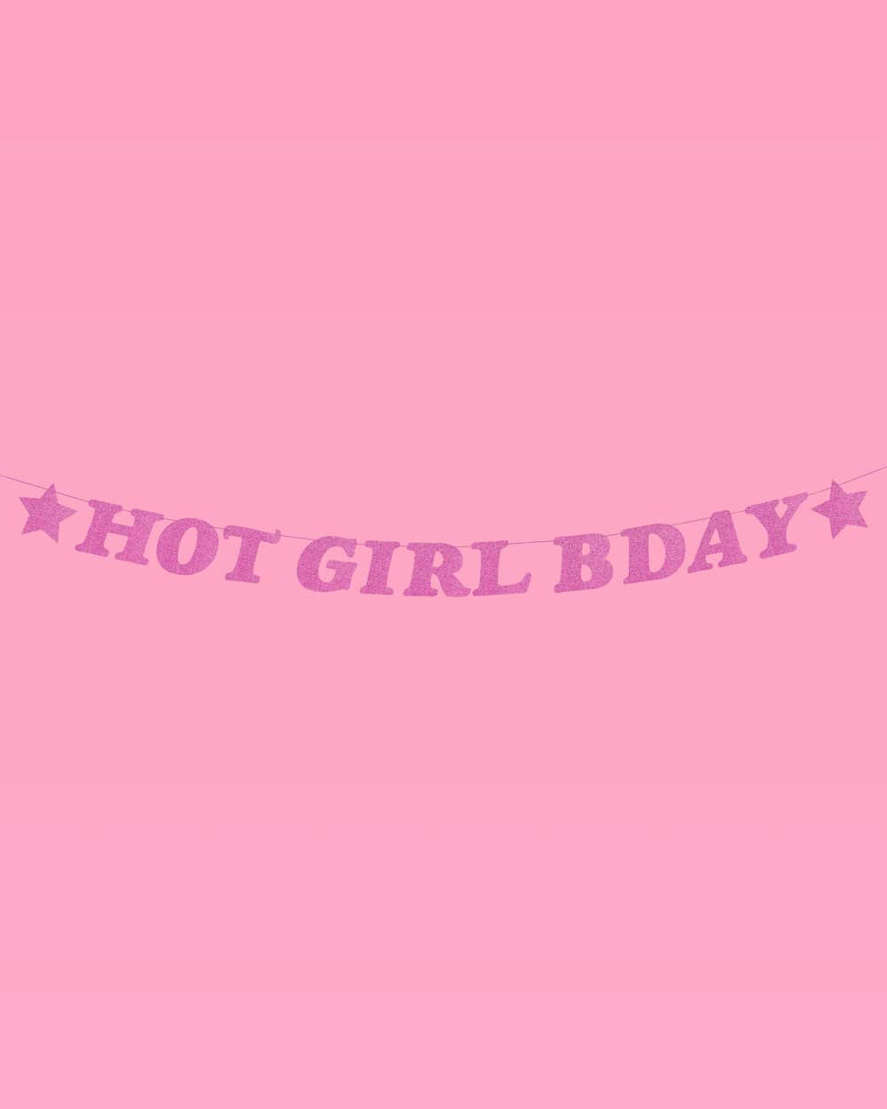 Hot Girl Birthday Glitter Banner