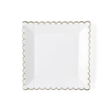 White Silver Scalloped 9in Plates 8ct