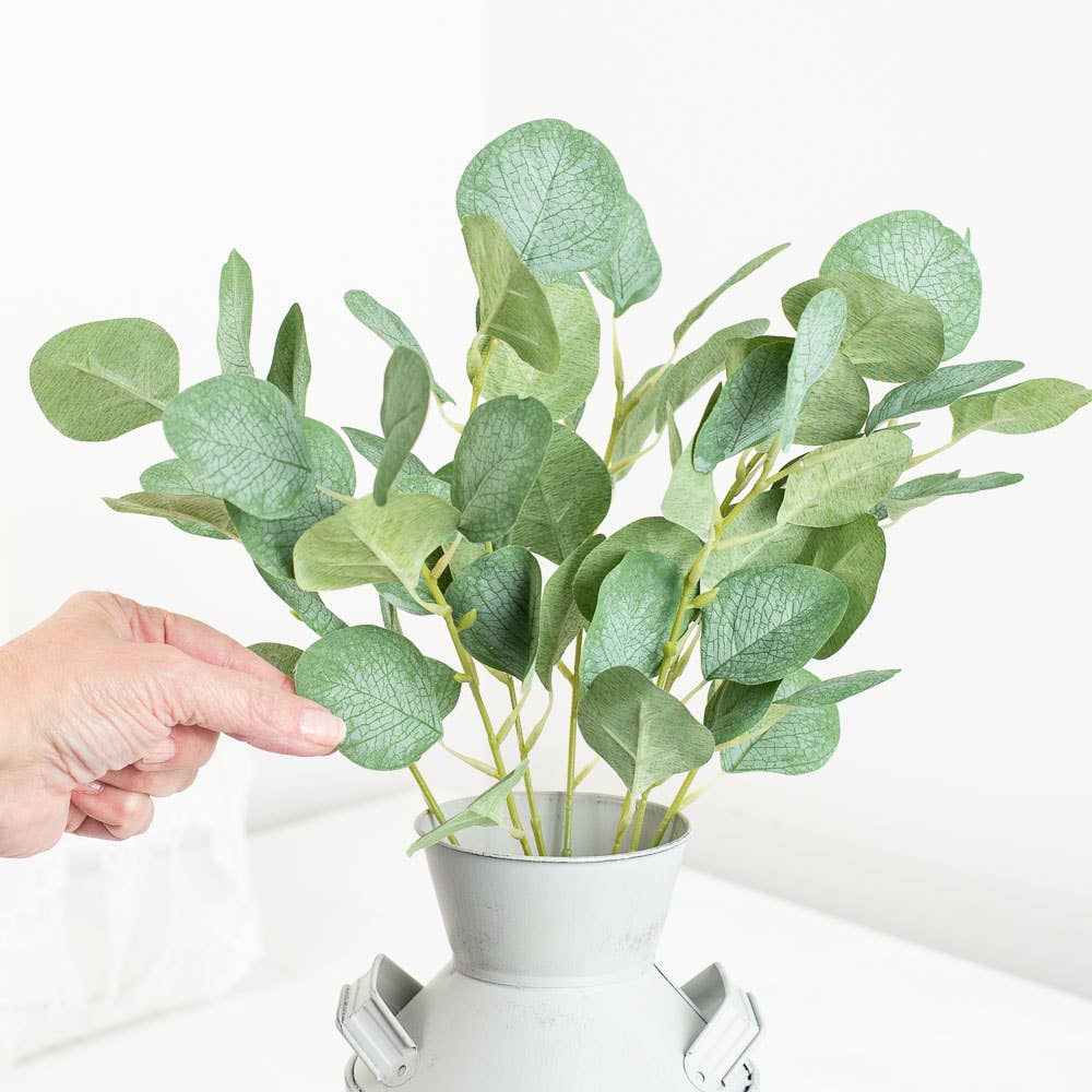 18" Artificial Silver Dollar Eucalyptus Greenery Leaves Bush