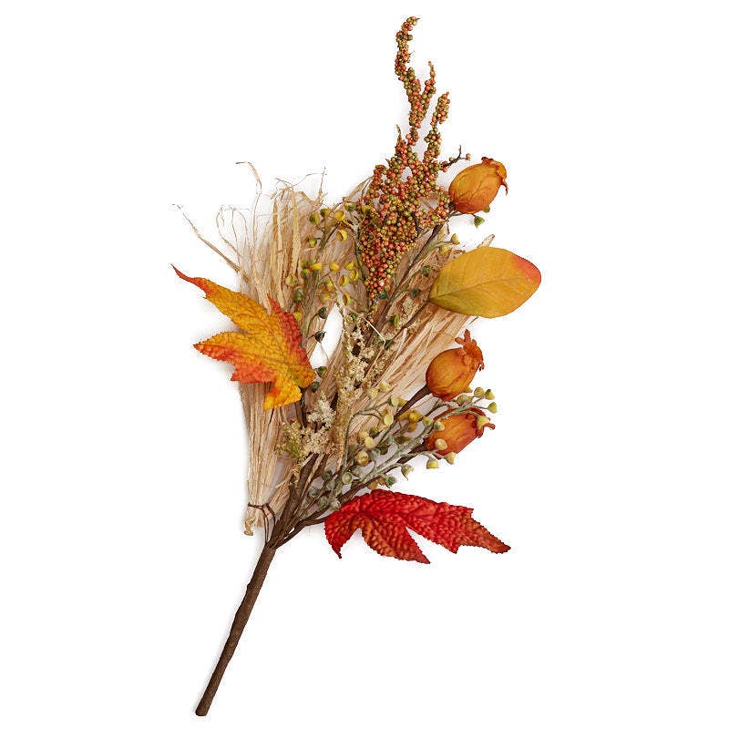 16" Fall Artificial Dried Grasses, Leaves, and Pods Stem