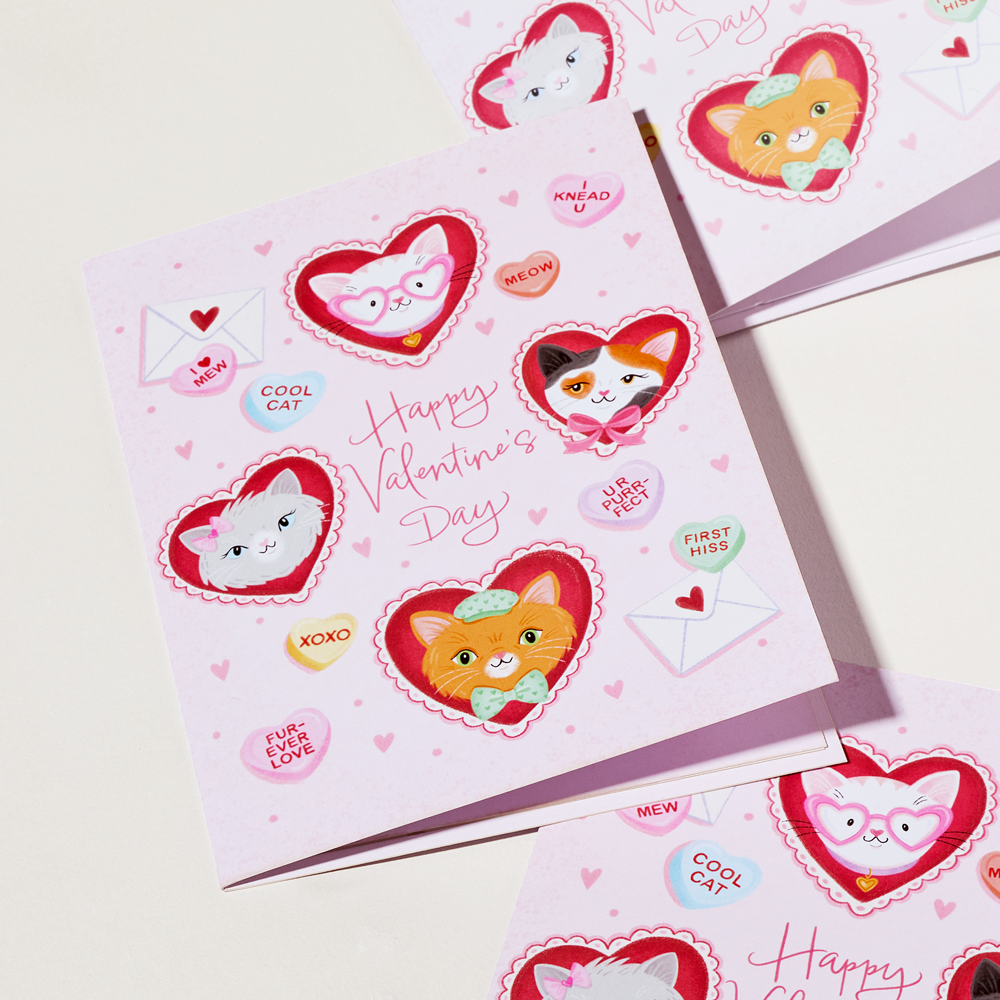 Happy Valentine's Day' Love Cat Plushpop 6x8" Pop-up Card