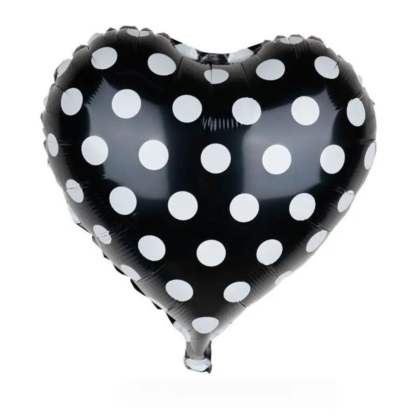 #617 Polka Dot Black Heart Balloon 18in Balloon