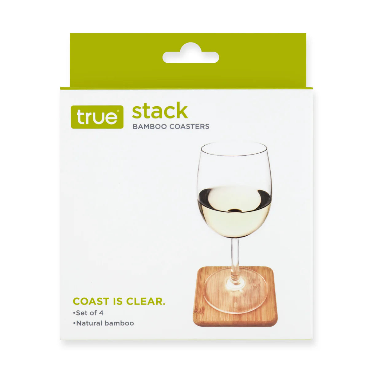 Stack Natural Bamboo Coasters 4ct