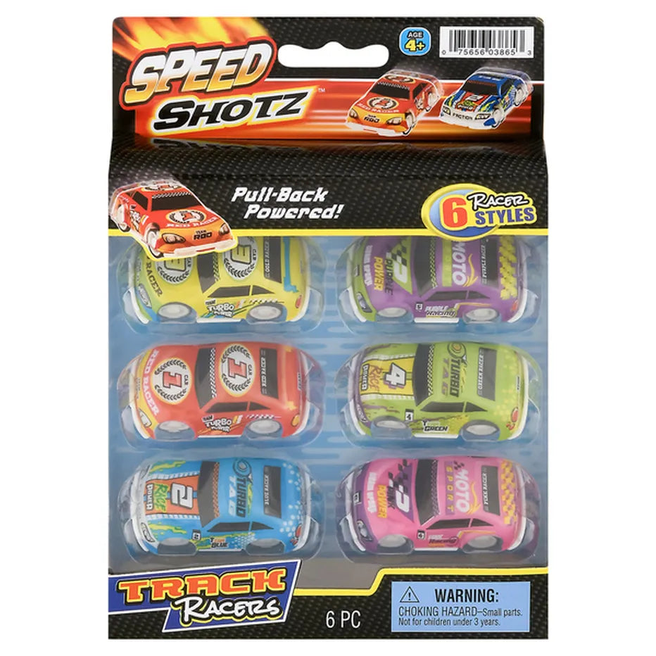 Speed Shot Pull Back Track Racer, 6 pack