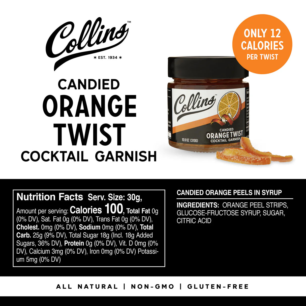 Candied Orange Twist in Syrup 10.9 oz
