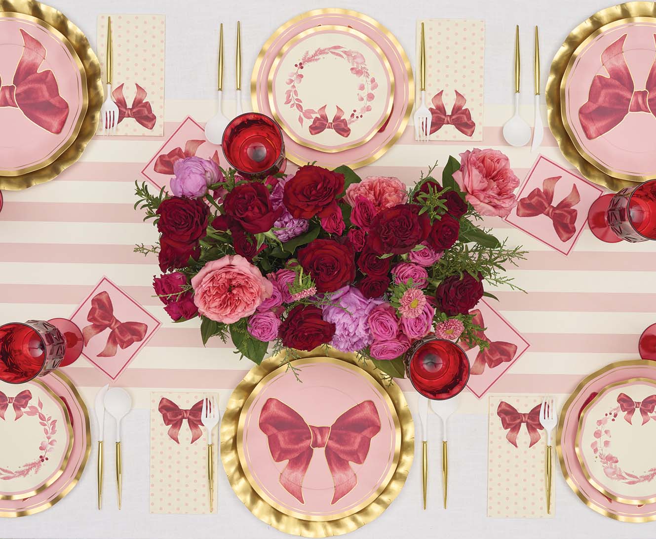 Pink Bows 8in Salad/Dessert Plates 8ct