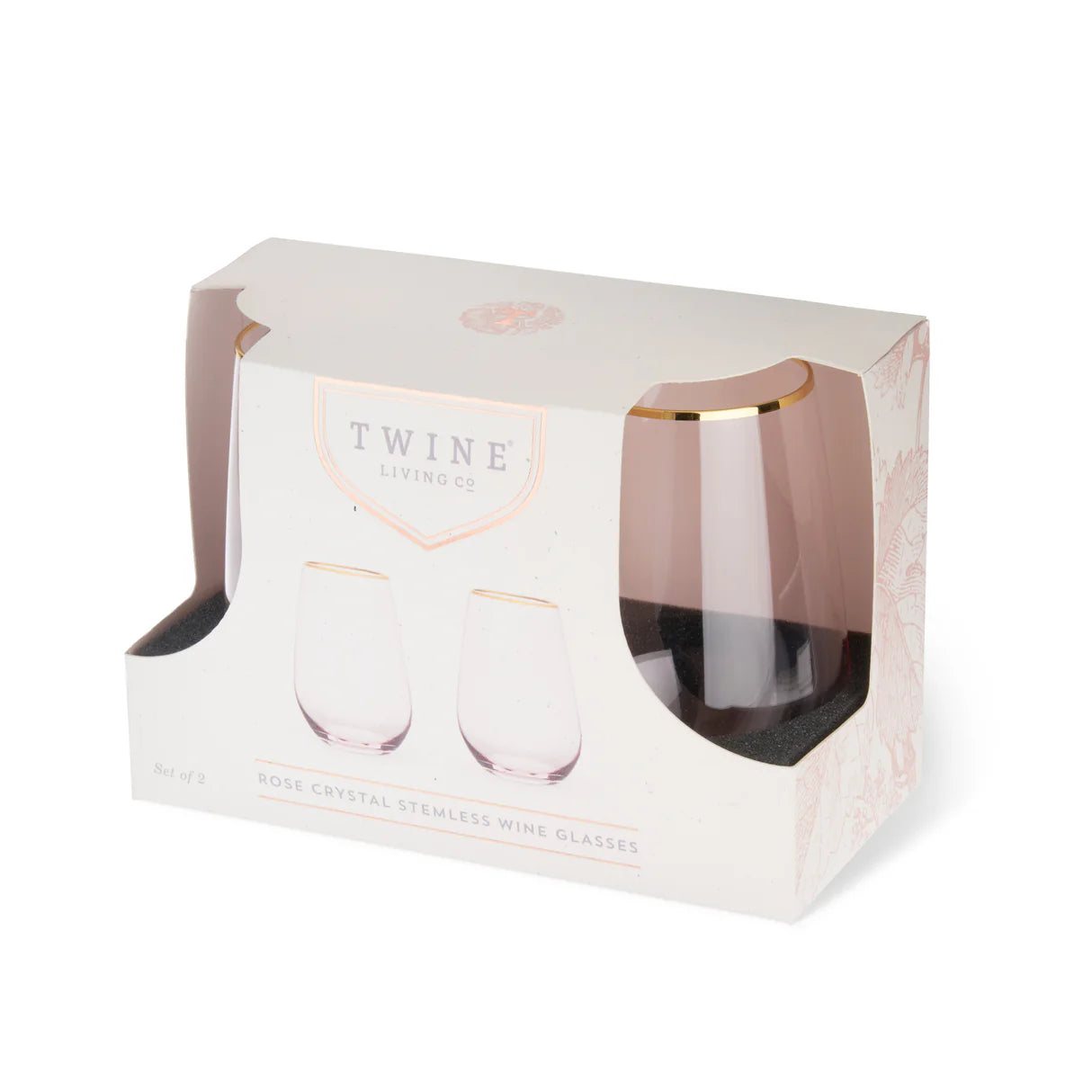 Rose Crystal Stemless Wine Glasses 2ct