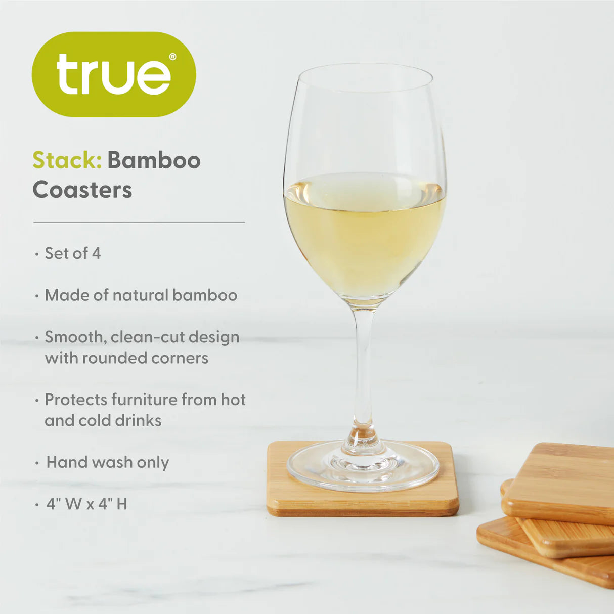 Stack Natural Bamboo Coasters 4ct