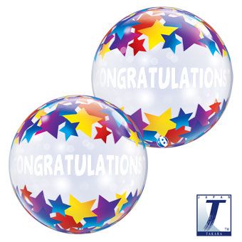 #562B Congratulations Stars 22in Bubble Balloon