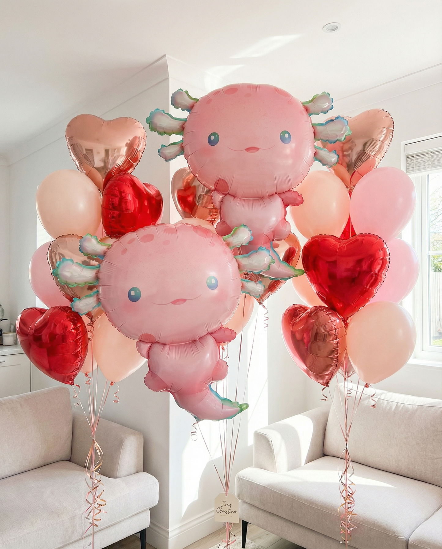 #403A Pink Axolotl Foil Balloon