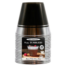 Premium Tumblers Black w/Silver Rim 20 Ct.