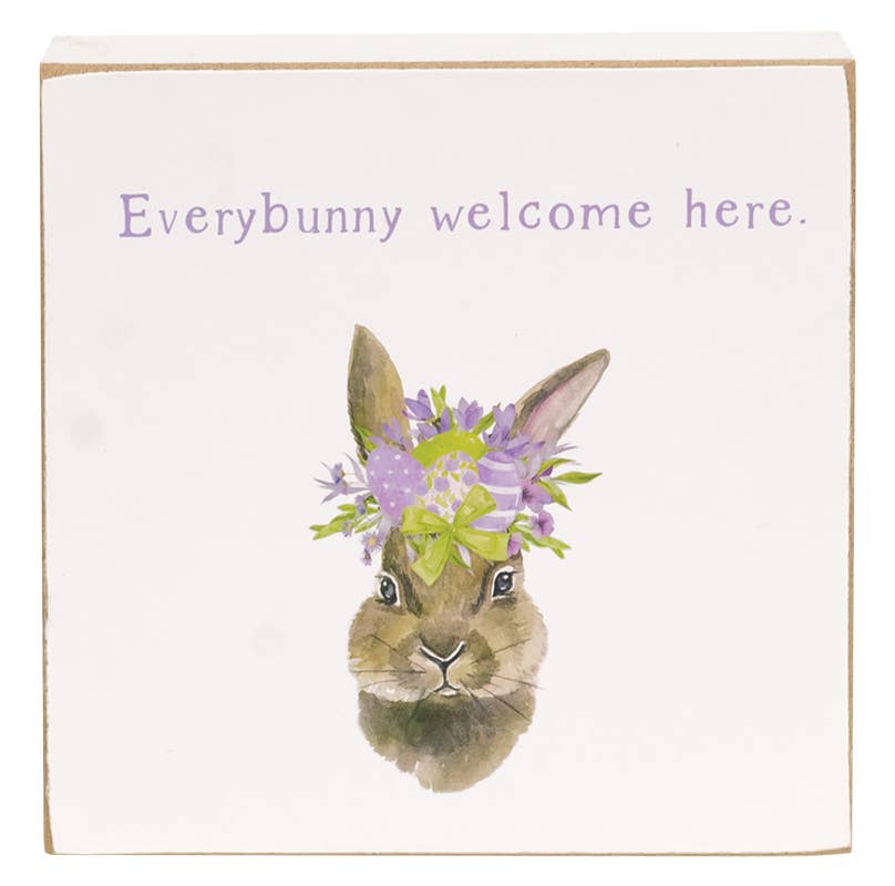 Everybunny Welcome Square Block, 2 Assorted