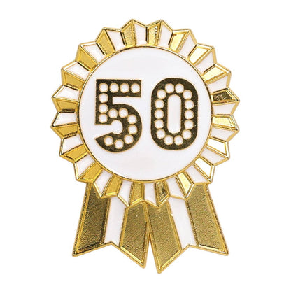 Gold Enamel Birthday Pin Badge
