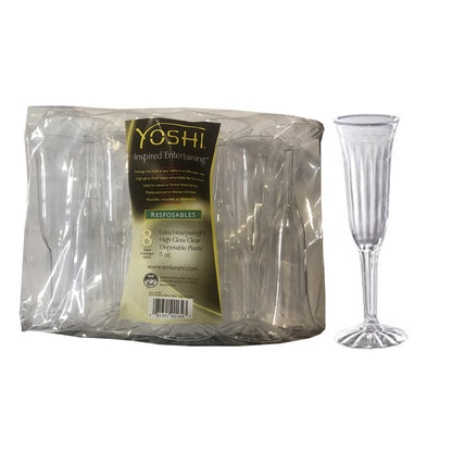 5oz Resposables Fluted Plastic Champagne Glasses 1-Piece 8ct
