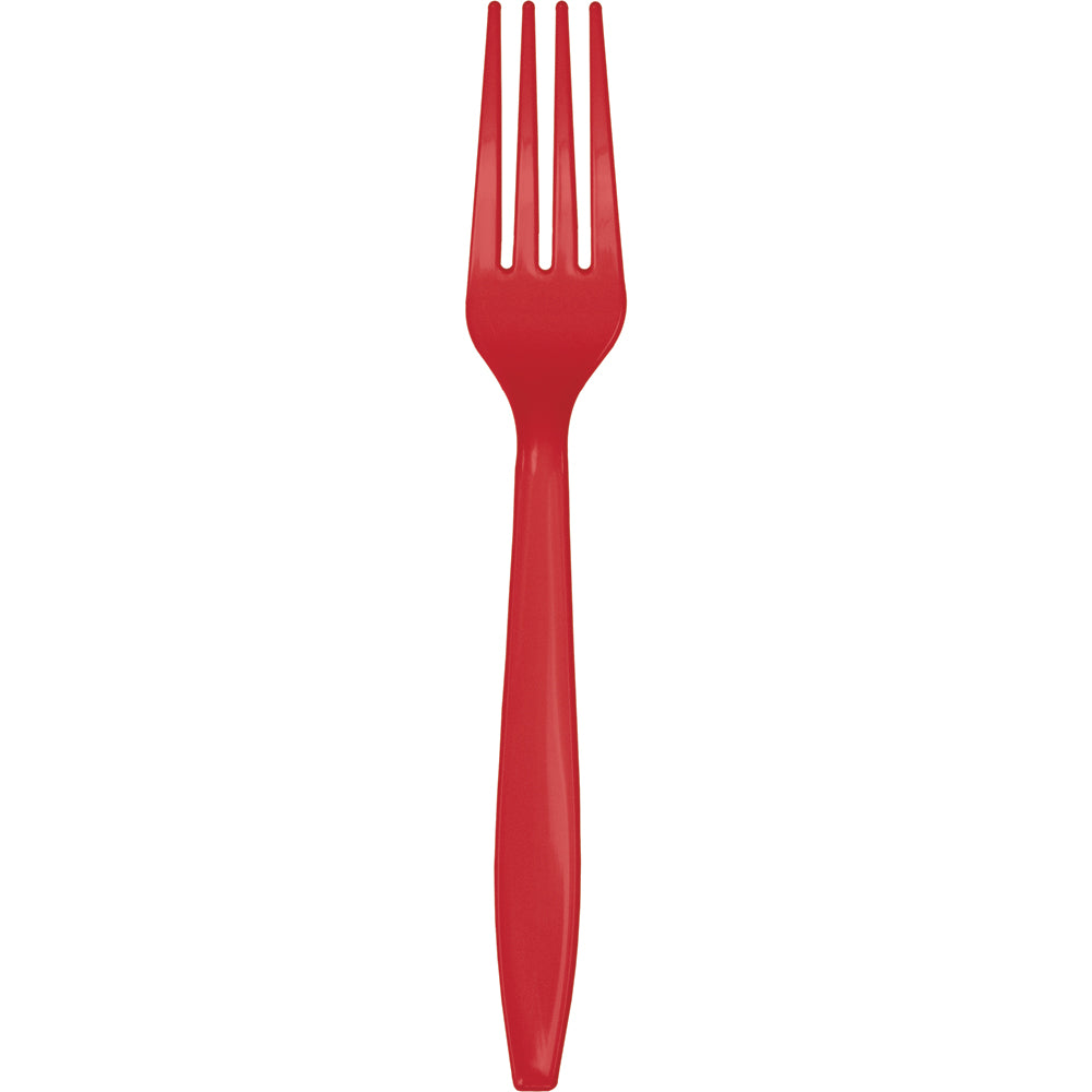 Red Plastic Forks 24ct