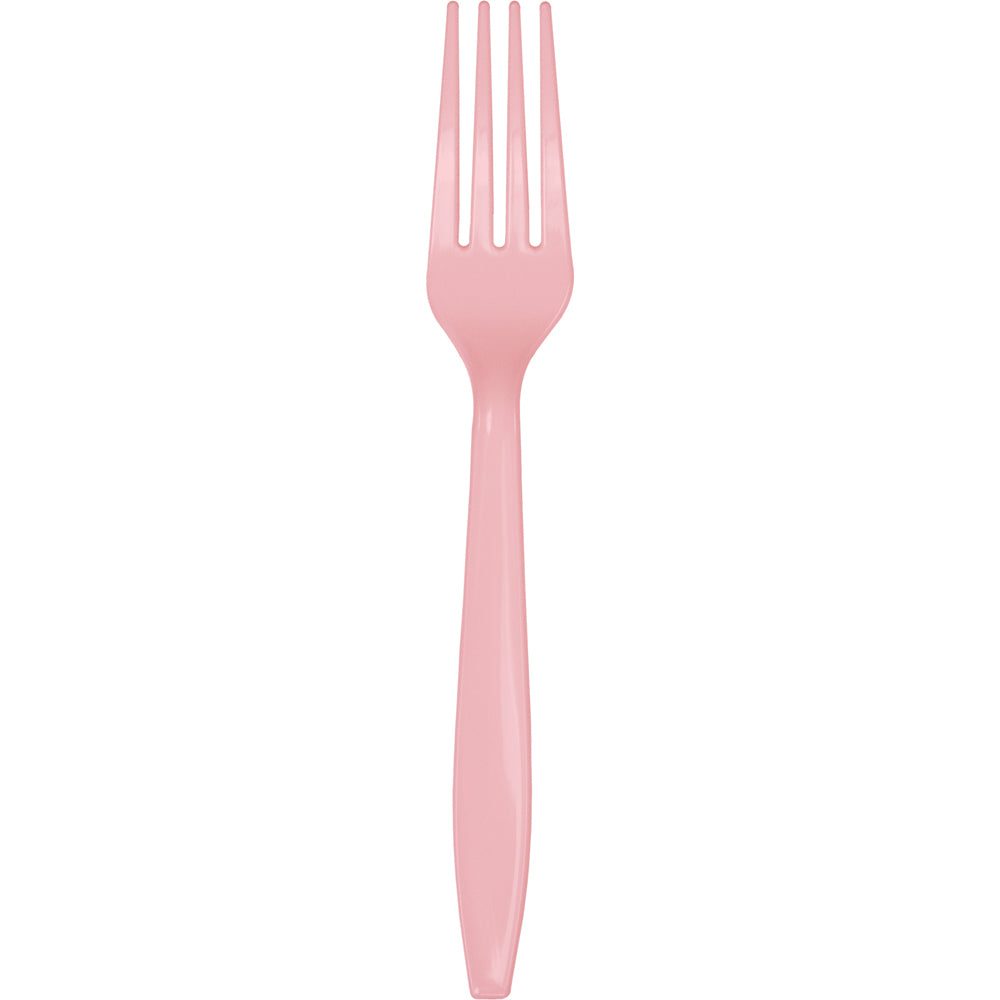 Pink Plastic Forks 24ct