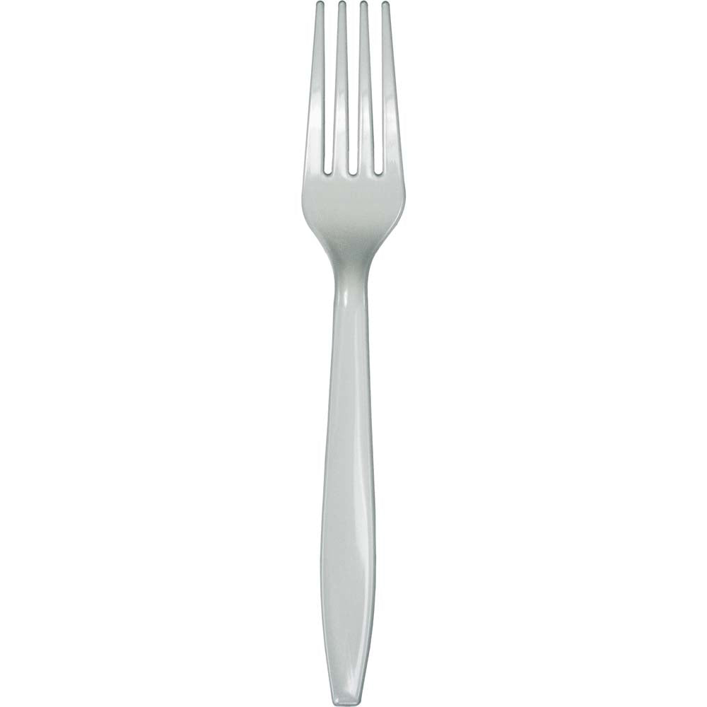 Silver Plastic Forks 24ct
