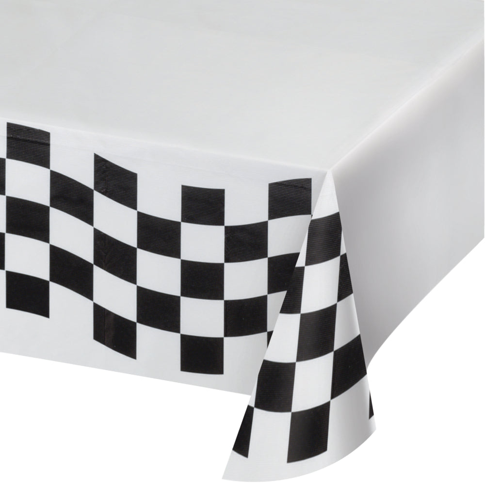 Black & White Check Paper Table Cover 54in x 102in