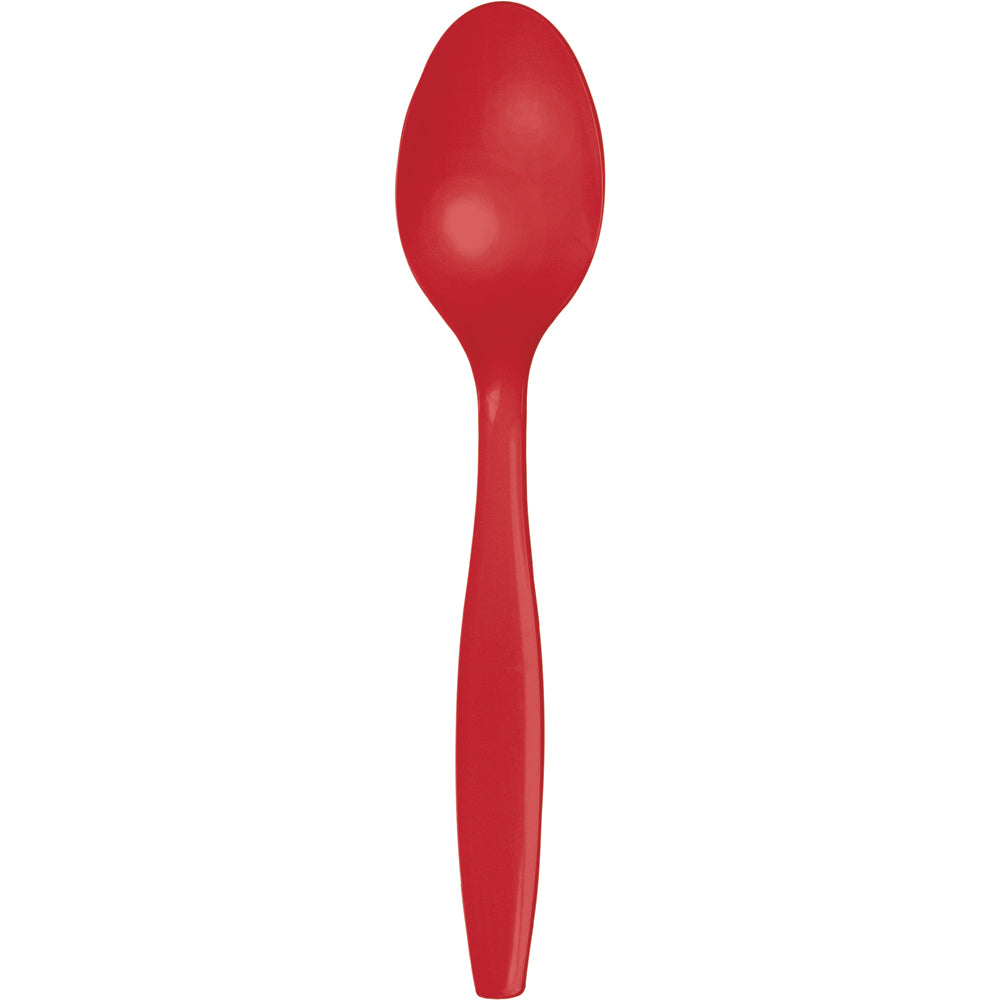 Red Plastic Spoons 24ct