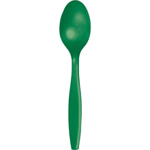 Green Plastic Spoons 24ct