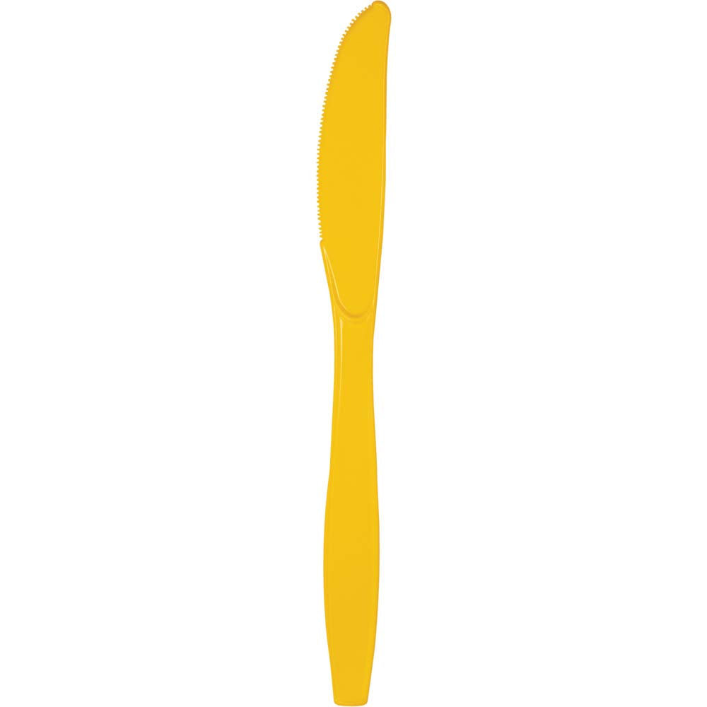 Schoolbus Yellow Plastic Knives 24ct