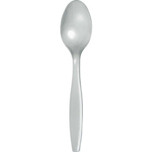 Silver Plastic Spoons 24ct