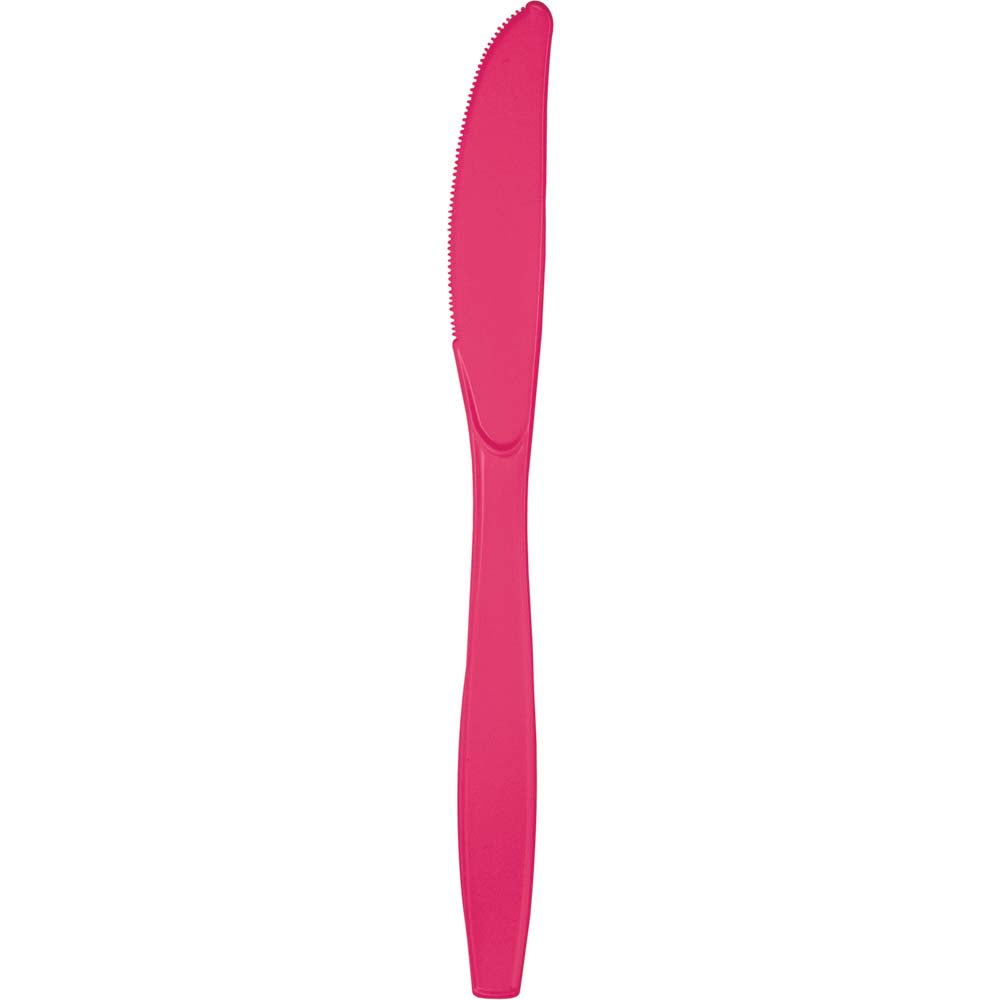 Neon Pink Plastic Knives 24ct