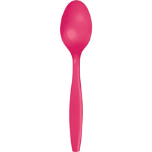 Neon Pink Plastic Spoons 24ct