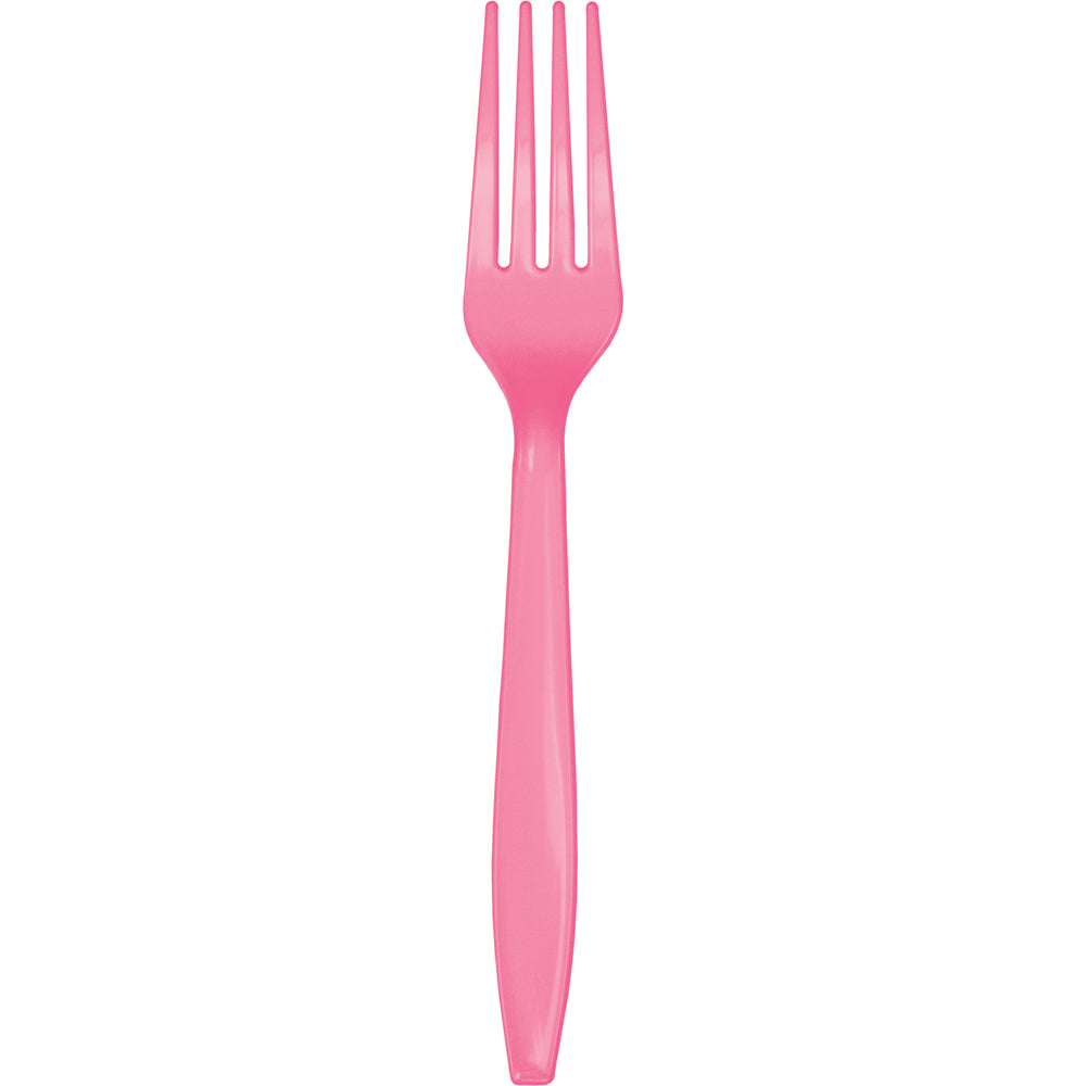 Candy Pink Plastic Forks 24ct