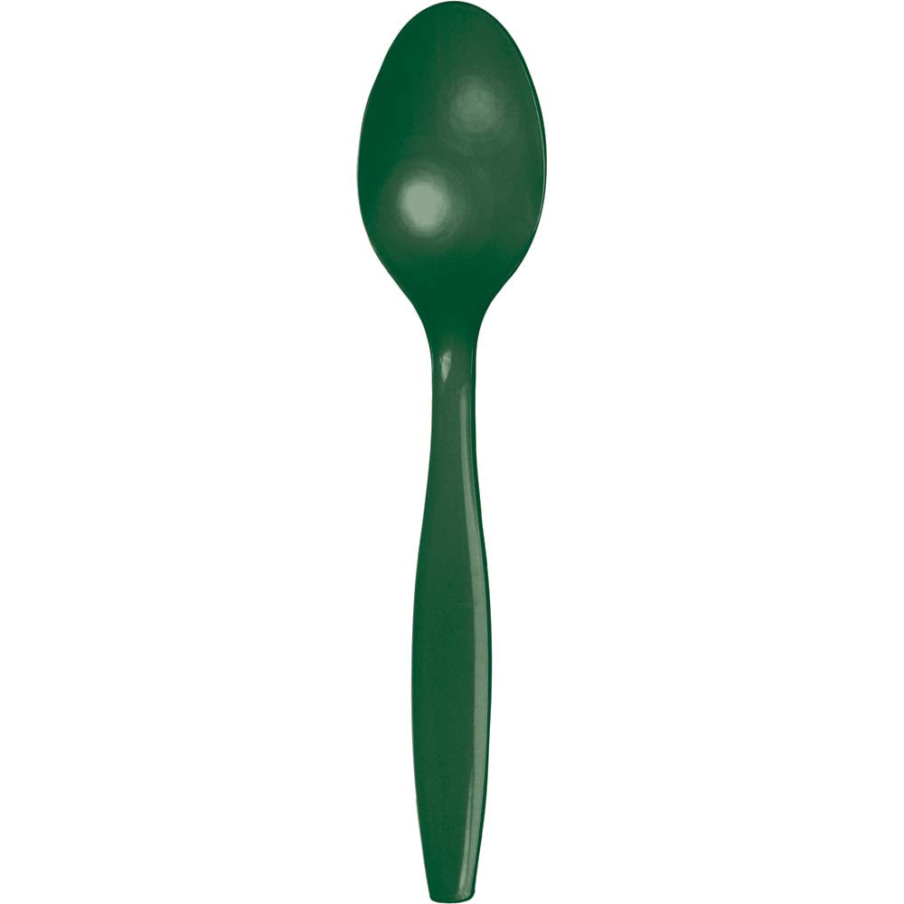 Hunter Green Plastic Spoons 24ct